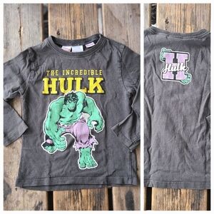 ZARA MARVEL SZ 2-3Y VGUC GRAY THE HULK double sided print lighteeight l/s shirt